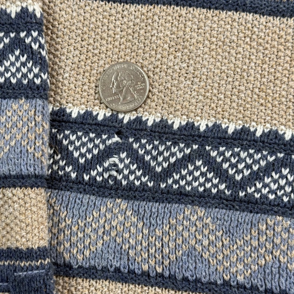Chaps Womens Blue Tan Southwestern Fair Isle Lace Up V-Neck Knit Sweater Large - Picture 7 of 7